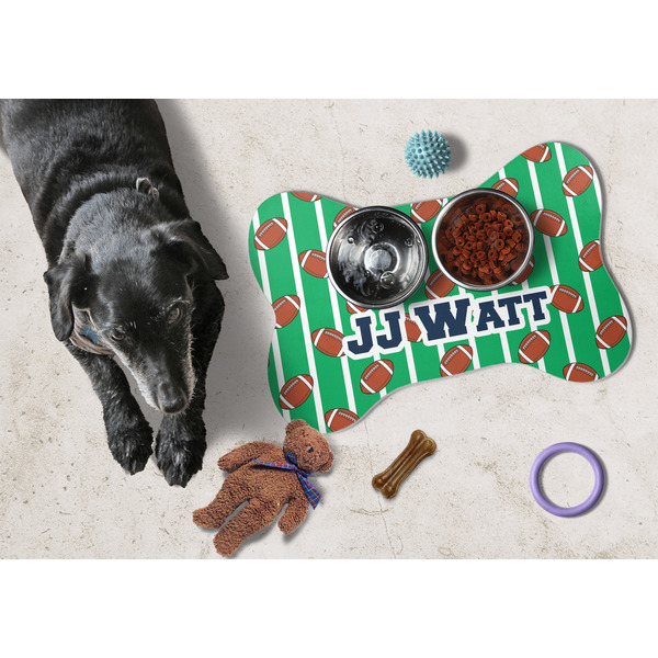 Football Jersey Bone Shaped Mat w/ Food & Water