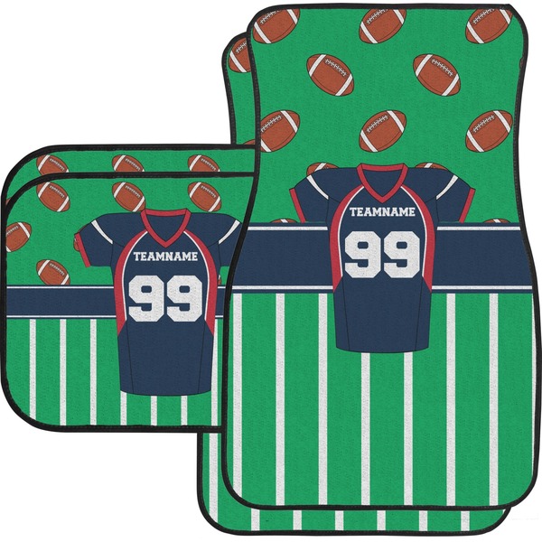 Custom Football Jersey Car Floor Mats Set - 2 Front & 2 Back (Personalized)