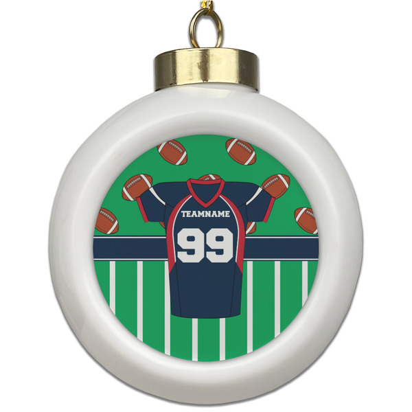 Custom Football Jersey Ceramic Ball Ornament (Personalized)