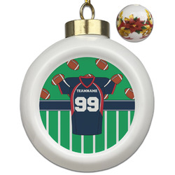Football Jersey Ceramic Ball Ornaments - Poinsettia Garland (Personalized)
