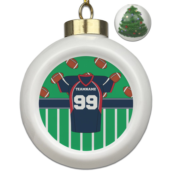 Custom Football Jersey Ceramic Ball Ornament - Christmas Tree (Personalized)