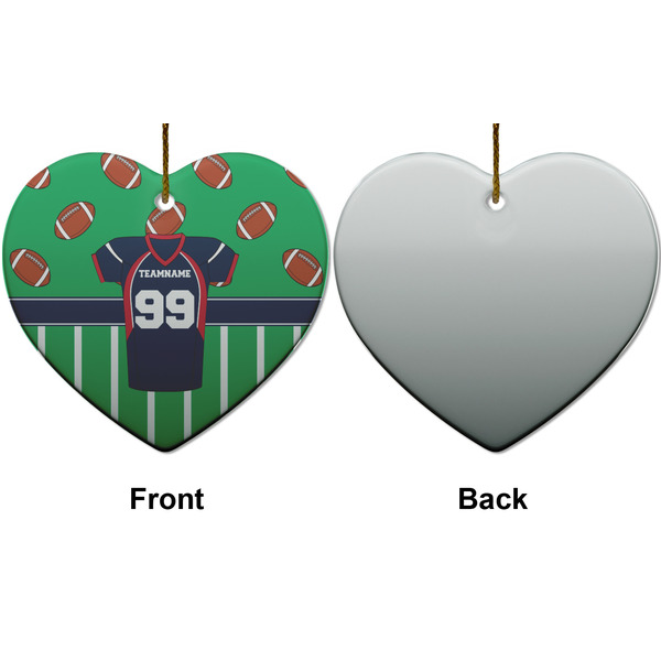 Football Jersey Ceramic Flat Ornament - Heart Front & Back (APPROVAL)