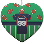 Football Jersey Heart Ceramic Ornament w/ Name and Number