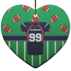 Football Jersey Heart Ceramic Ornament w/ Name and Number