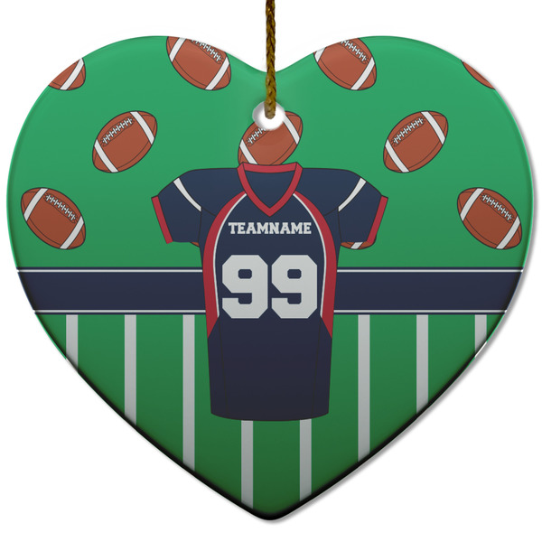 Football Jersey Ceramic Flat Ornament - Heart (Front)