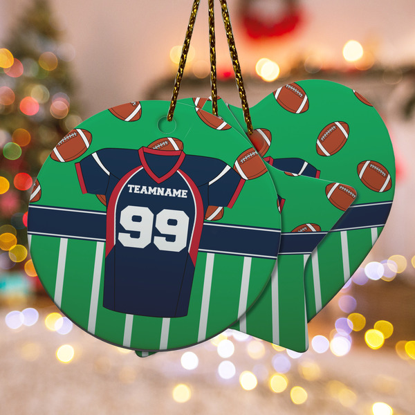 Custom Football Jersey Ceramic Ornament w/ Name and Number