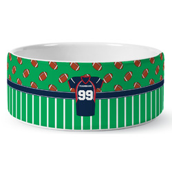 Football Jersey Ceramic Dog Bowl - Large (Personalized)