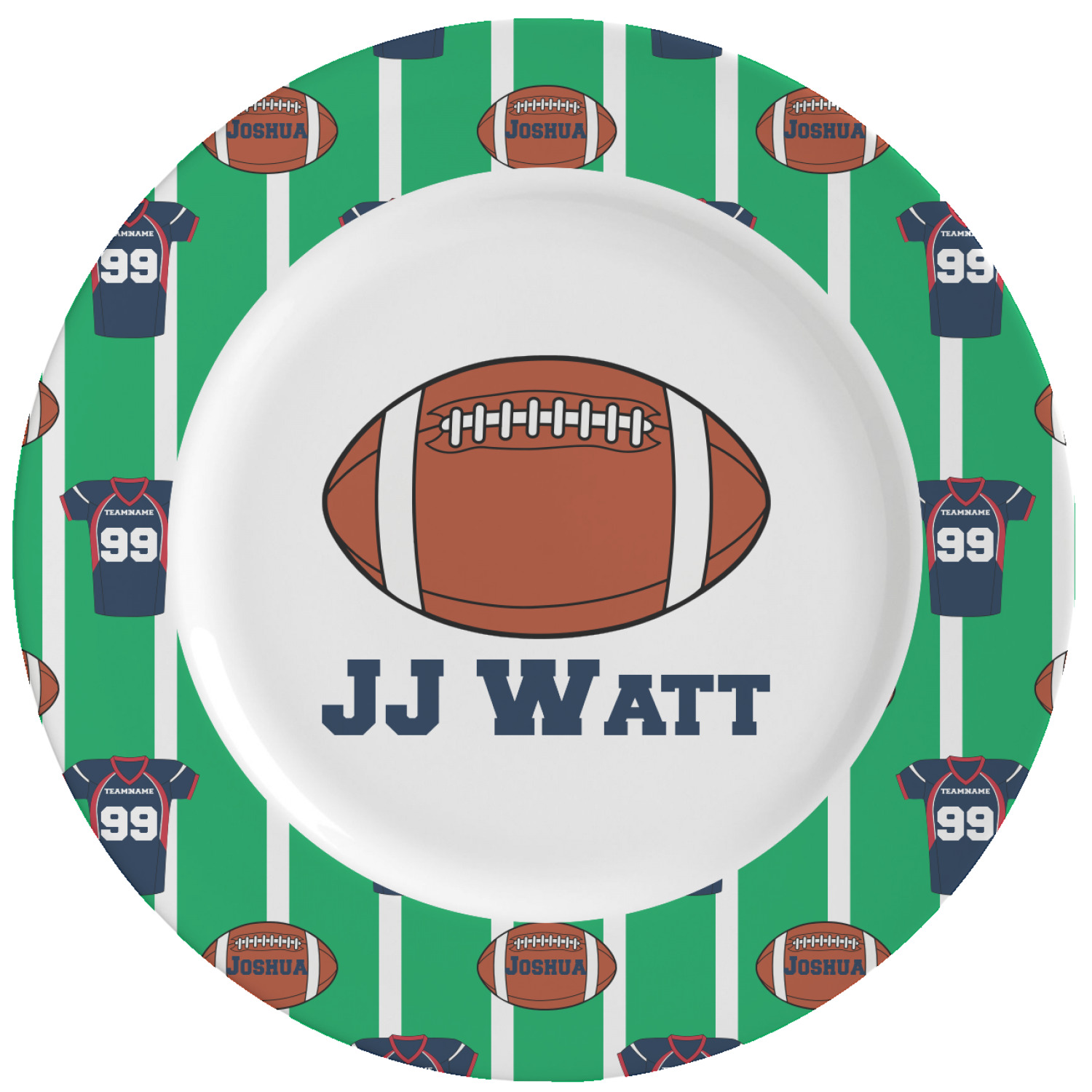 Football Jersey Ceramic Dinner Plates (Set of 4) (Personalized