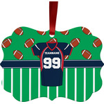 Football Jersey Metal Frame Ornament - Double Sided w/ Name and Number