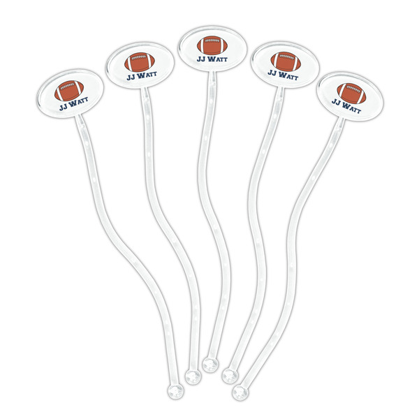 Football Jersey Clear Plastic 7" Stir Stick - Oval - Fan