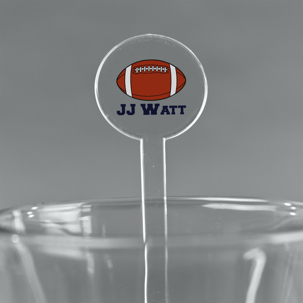 Custom Football Jersey 5.5" Round Plastic Stir Sticks - Clear (Personalized)