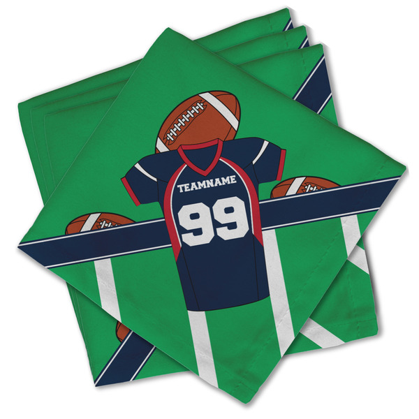 Custom Football Jersey Cloth Cocktail Napkins - Set of 4 w/ Name and Number