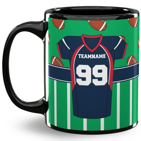 Custom Football Jersey 11 Oz Coffee Mug - Black (Personalized)