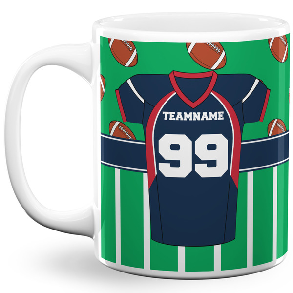 Custom Football Jersey 11 Oz Coffee Mug - White (Personalized)