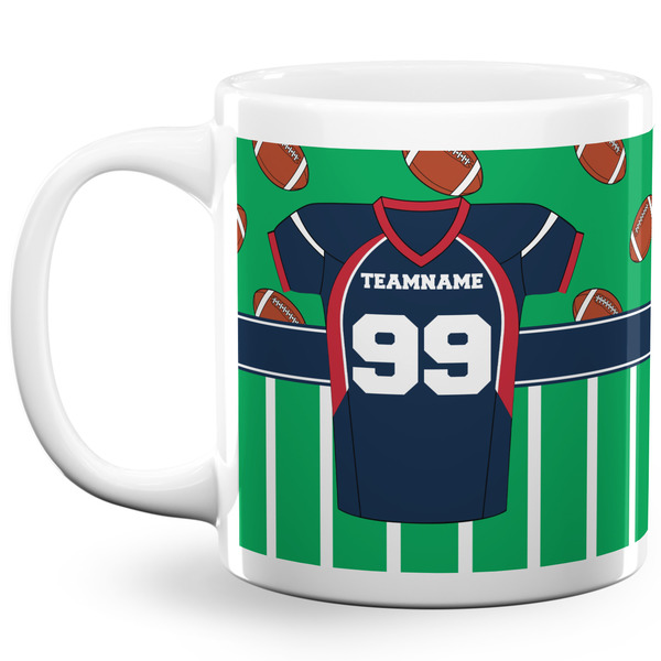 Custom Football Jersey 20 Oz Coffee Mug - White (Personalized)