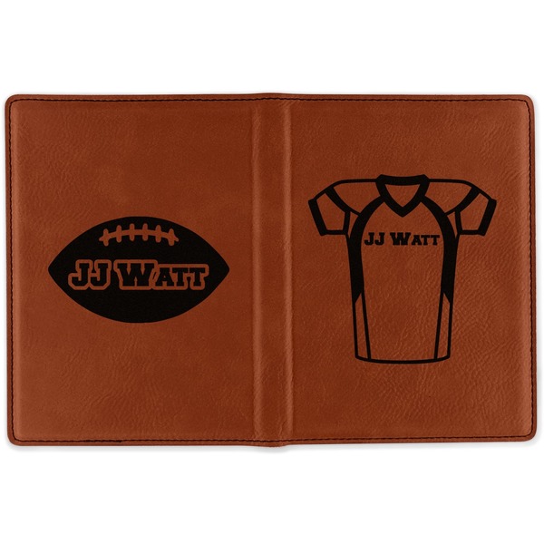 Football Jersey Cognac Leather Passport Holder Outside Double Sided - Apvl