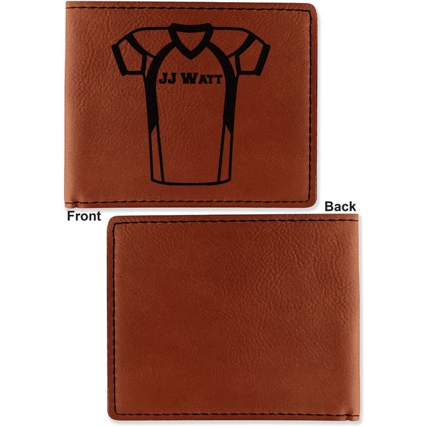Football Jersey Cognac Leatherette Bifold Wallets - Front and Back Single Sided - Apvl