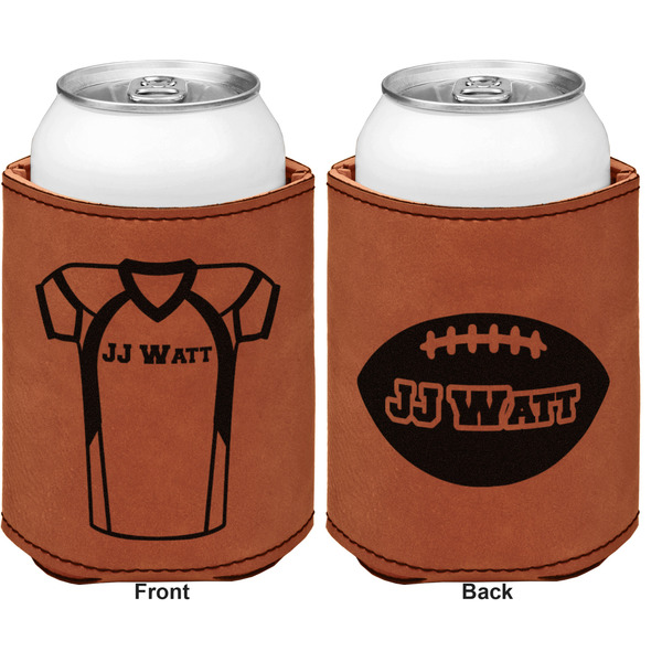 Football Jersey Cognac Leatherette Can Sleeve - Double Sided Front and Back