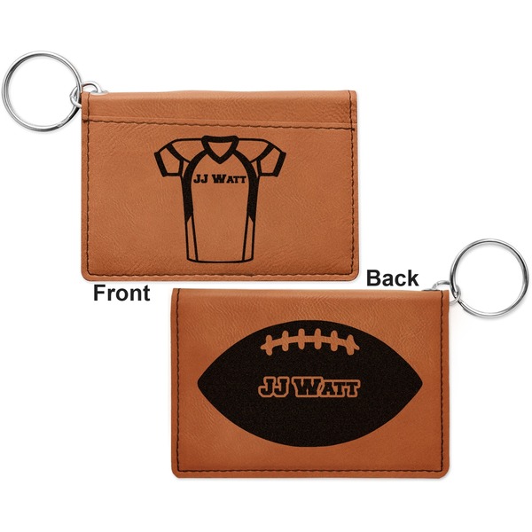 Football Jersey Cognac Leatherette Keychain ID Holders - Front and Back Apvl