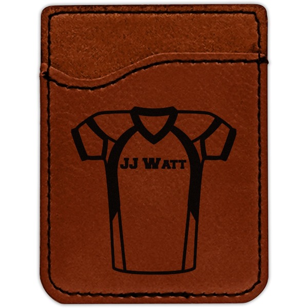Football Jersey Cognac Leatherette Phone Wallet close up