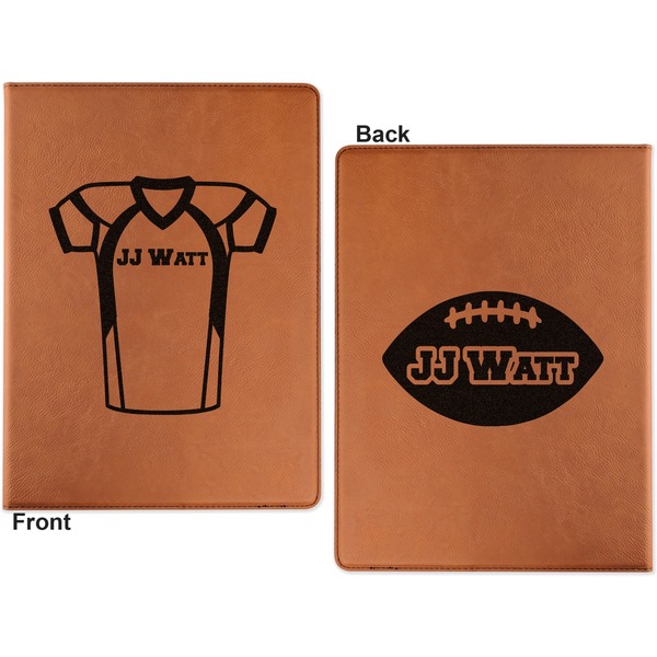 Football Jersey Cognac Leatherette Portfolios with Notepad - Small - Double Sided- Apvl