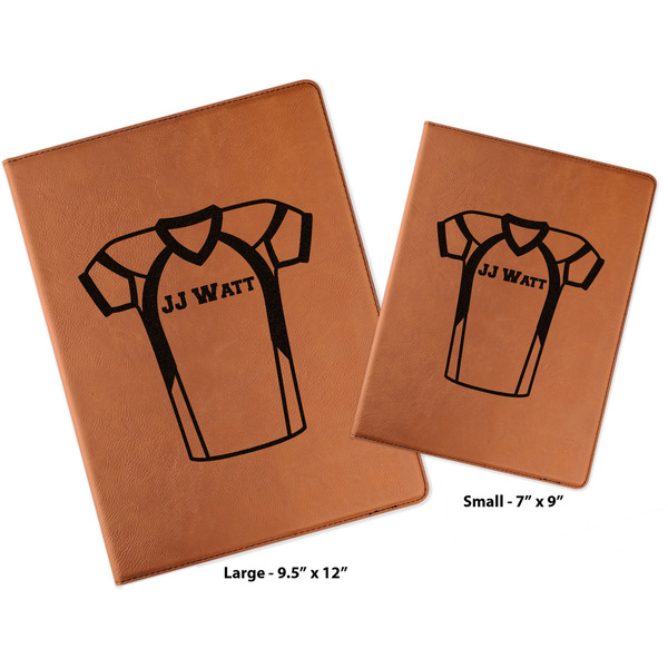 Football Jersey Cognac Leatherette Portfolios with Notepad - Compare Sizes