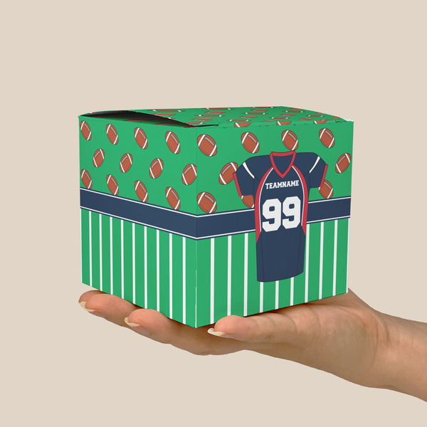Football Jersey Cube Favor Gift Box - On Hand - Scale View