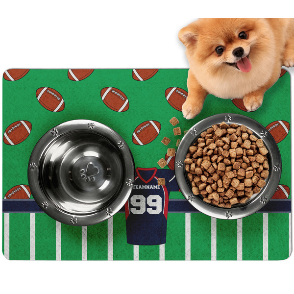 Custom Football Jersey Dog Food Mat - Small w/ Name and Number