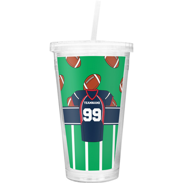 Custom Football Jersey Double Wall Tumbler with Straw (Personalized)