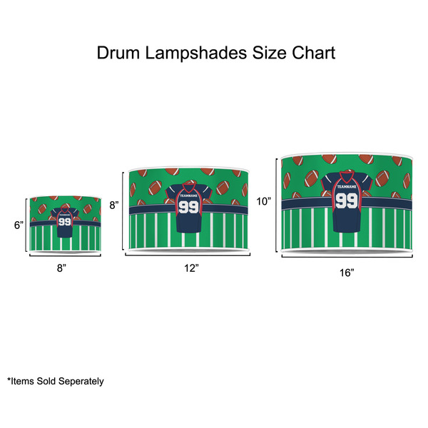 Football Jersey Drum Lampshades - Sizing Chart