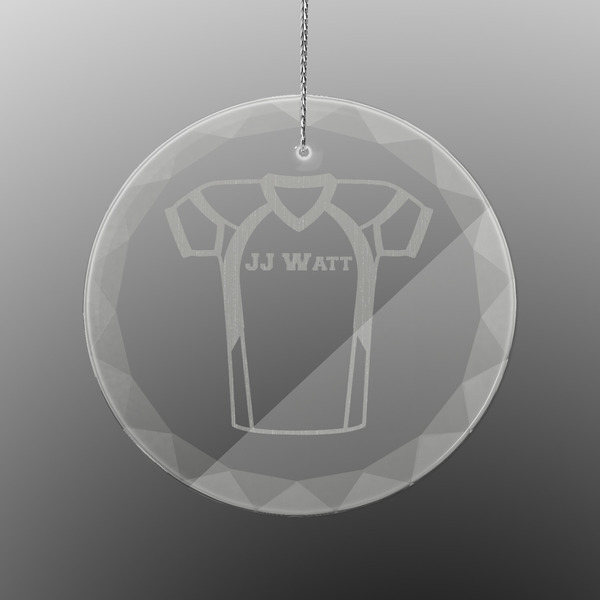 Custom Football Jersey Engraved Glass Ornament - Round (Personalized)