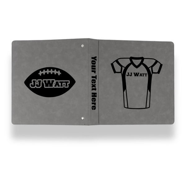 Football Jersey Leather Binder - 1" - Grey - Back Spine Front View