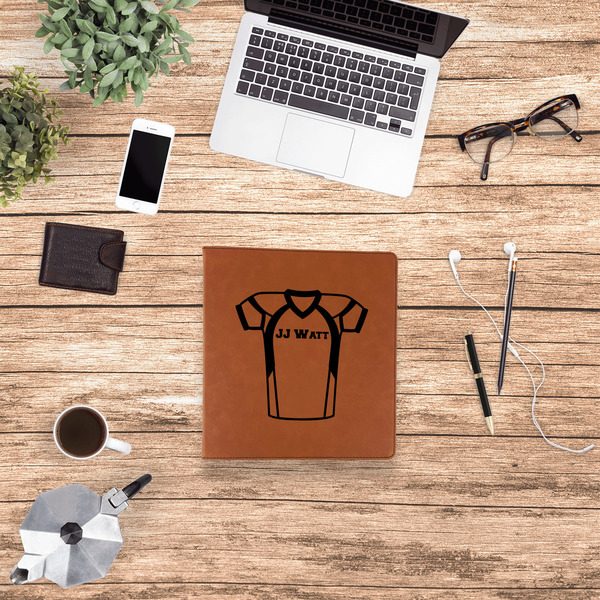 Football Jersey Leather Binder - 1" - Rawhide - Lifestyle View