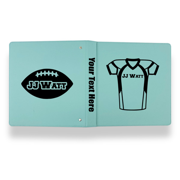 Football Jersey Leather Binder - 1" - Teal - Back Spine Front View