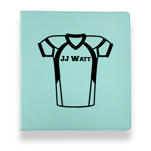 Football Jersey Leather Binders - 1" - Teal - Front View