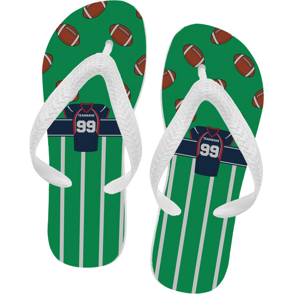 Custom Football Jersey Flip Flops - Medium (Personalized)