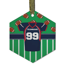 Football Jersey Flat Glass Ornament - Hexagon w/ Name and Number