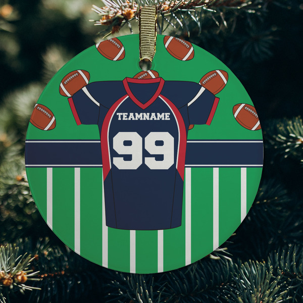 Football Jersey Frosted Glass Ornament - Round (Lifestyle)