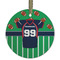 Football Jersey Flat Glass Ornament - Round w/ Name and Number