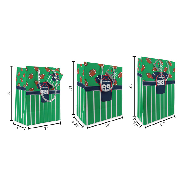 Football Jersey Gift Bags - All Sizes - Dimensions