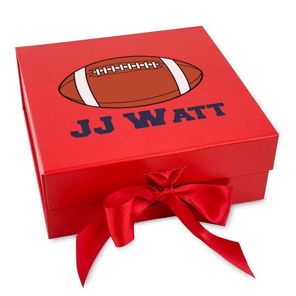 Custom Football Jersey Gift Box with Magnetic Lid - Red (Personalized)