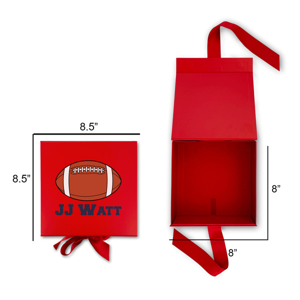 Football Jersey Gift Boxes with Magnetic Lid - Red - Open & Closed