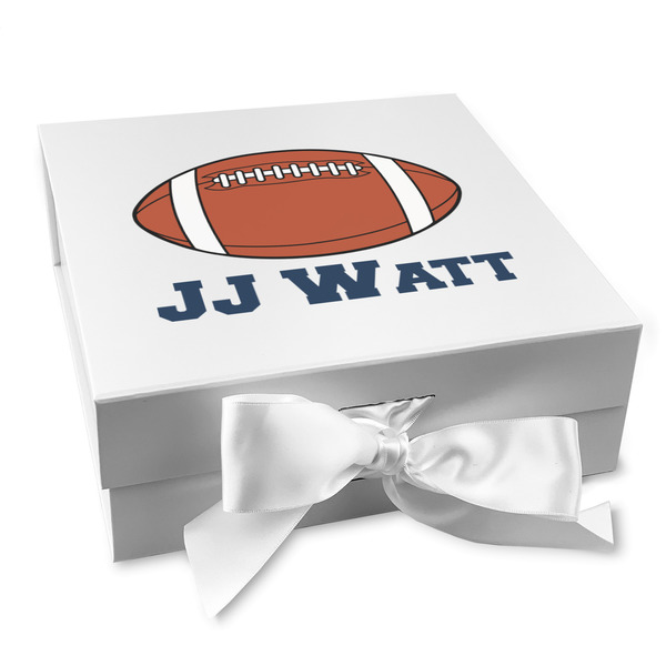 Custom Football Jersey Gift Box with Magnetic Lid - White (Personalized)