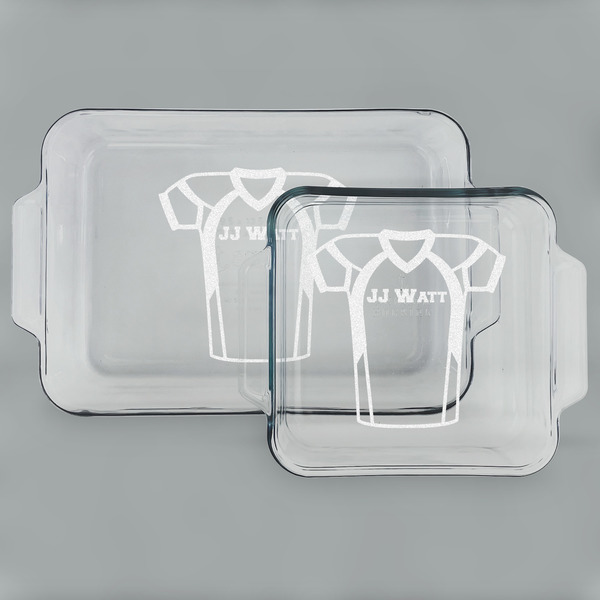Custom Football Jersey Set of Glass Baking & Cake Dish - 13in x 9in & 8in x 8in (Personalized)