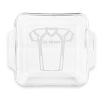 Football Jersey Glass Cake Dish with Truefit Lid - 8in x 8in (Personalized)