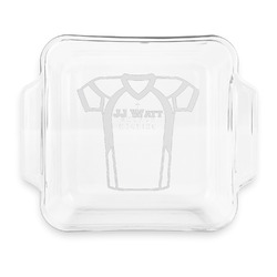 Football Jersey Glass Cake Dish with Truefit Lid - 8in x 8in (Personalized)