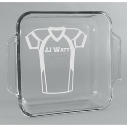 Football Jersey Glass Cake Dish - 8in x 8in (Personalized)