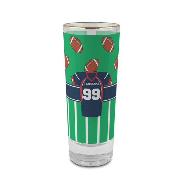 Custom Football Jersey 2 oz Shot Glass - Glass with Gold Rim (Personalized)