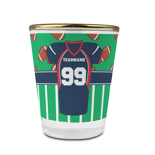Custom Football Jersey Glass Shot Glass - 1.5 oz - with Gold Rim - Set of 4 (Personalized)