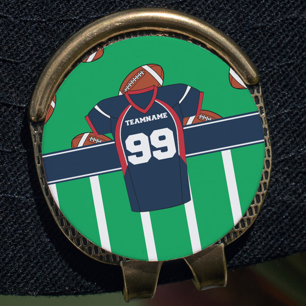 Football Jersey Golf Ball Marker Hat Clip - Gold - Close Up